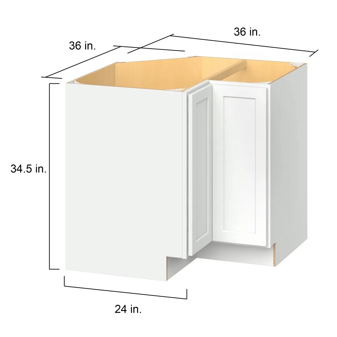 Hugo&Borg PRO Glendale 36-in W x 34.5-in H x 36-in D Pure White Lazy Susan Corner Base Ready To Assemble Plywood Cabinet (Recessed Panel Shaker Style), photo 4 of 12