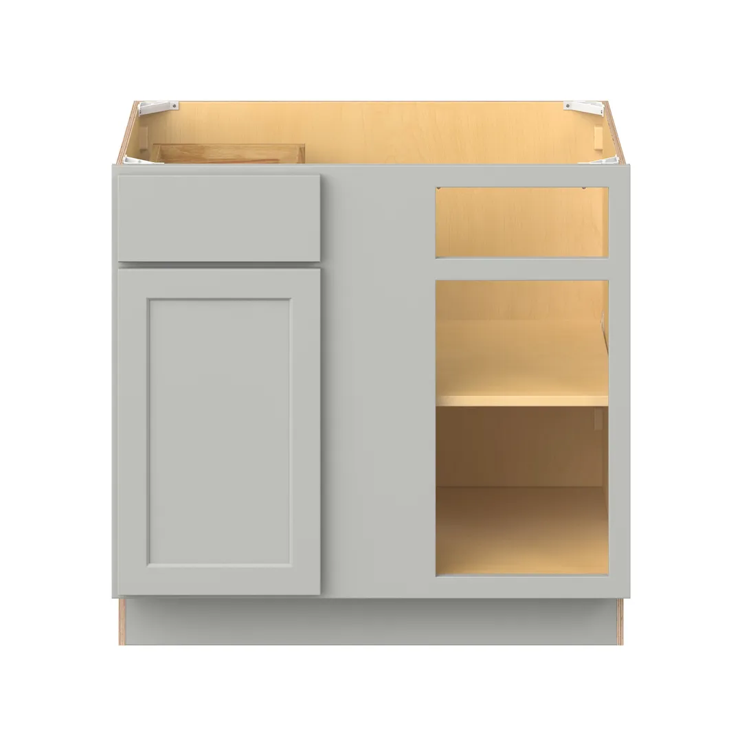 Hugo&Borg PRO Jasper 36-in W x 34.5-in H x 24-in D Whisper Gray Blind 1-Drawer Corner Base Ready To Assemble Plywood Cabinet (Flat Panel Shaker Style), photo 14 of 14