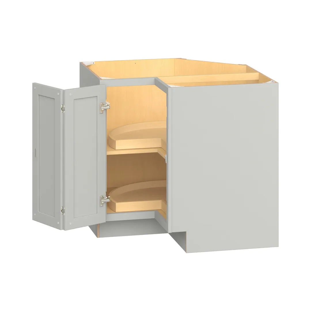 Hugo&Borg PRO Jasper 36-in W x 34.5-in H x 36-in D Whisper Gray Lazy Susan Corner Base Ready To Assemble Plywood Cabinet (Flat Panel Shaker Style), photo 3 of 14