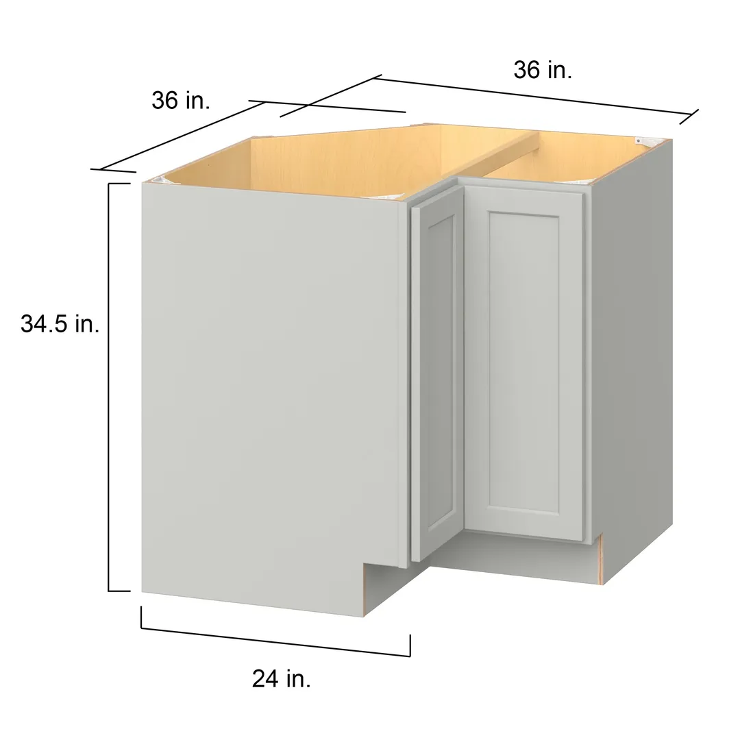 Hugo&Borg PRO Jasper 36-in W x 34.5-in H x 36-in D Whisper Gray Lazy Susan Corner Base Ready To Assemble Plywood Cabinet (Flat Panel Shaker Style), photo 4 of 14
