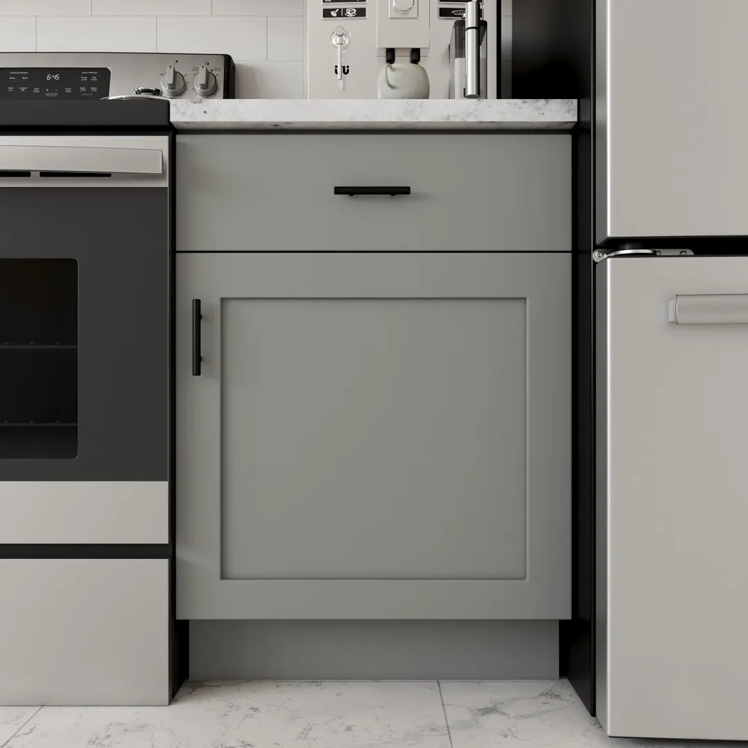 RELIABILT Overlake 18-in W x 34.5-in H x 24-in D Gray 1-Drawer Pull-out Wastebasket Base Ready To Assemble Plywood Cabinet (Recessed Panel Shaker Style), photo 15 of 20