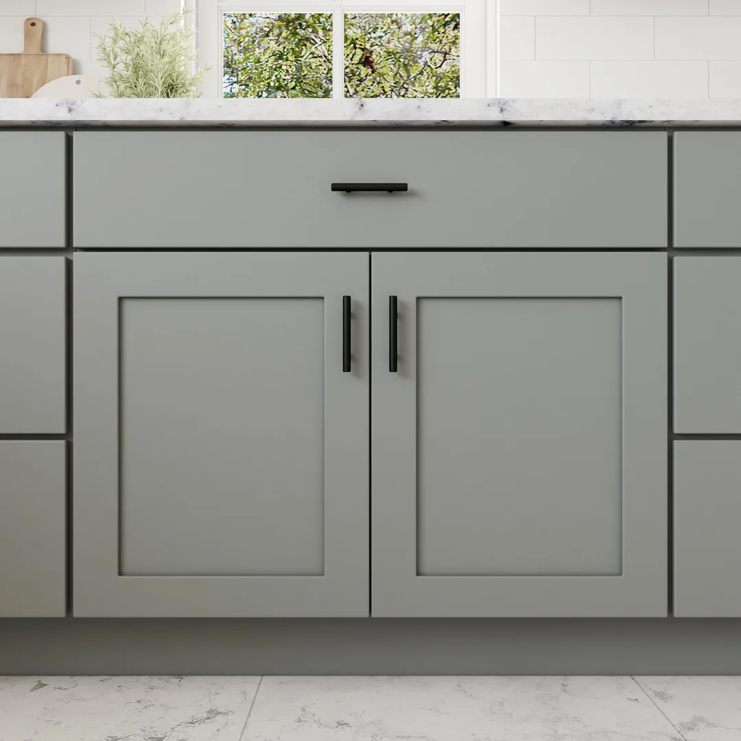 RELIABILT Overlake 24-in W x 30-in H x 24-in D Gray Diagonal Corner Wall Ready To Assemble Plywood Cabinet (Recessed Panel Shaker Style), photo 13 of 17