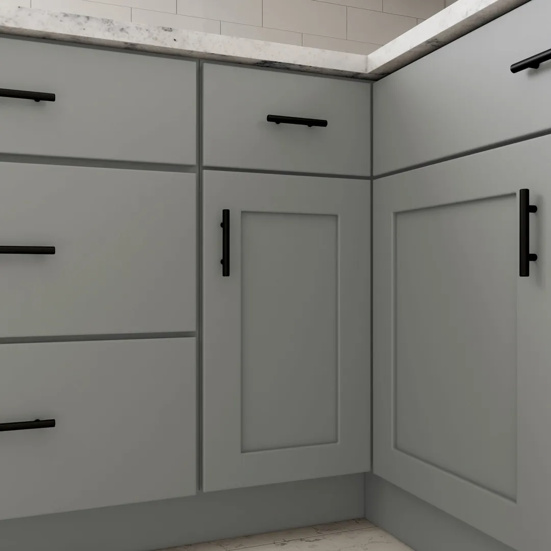 RELIABILT Overlake 36-in W x 34.5-in H x 24-in D Gray Blind 1-Drawer Corner Base Ready To Assemble Plywood Cabinet (Recessed Panel Shaker Style), photo 16 of 20