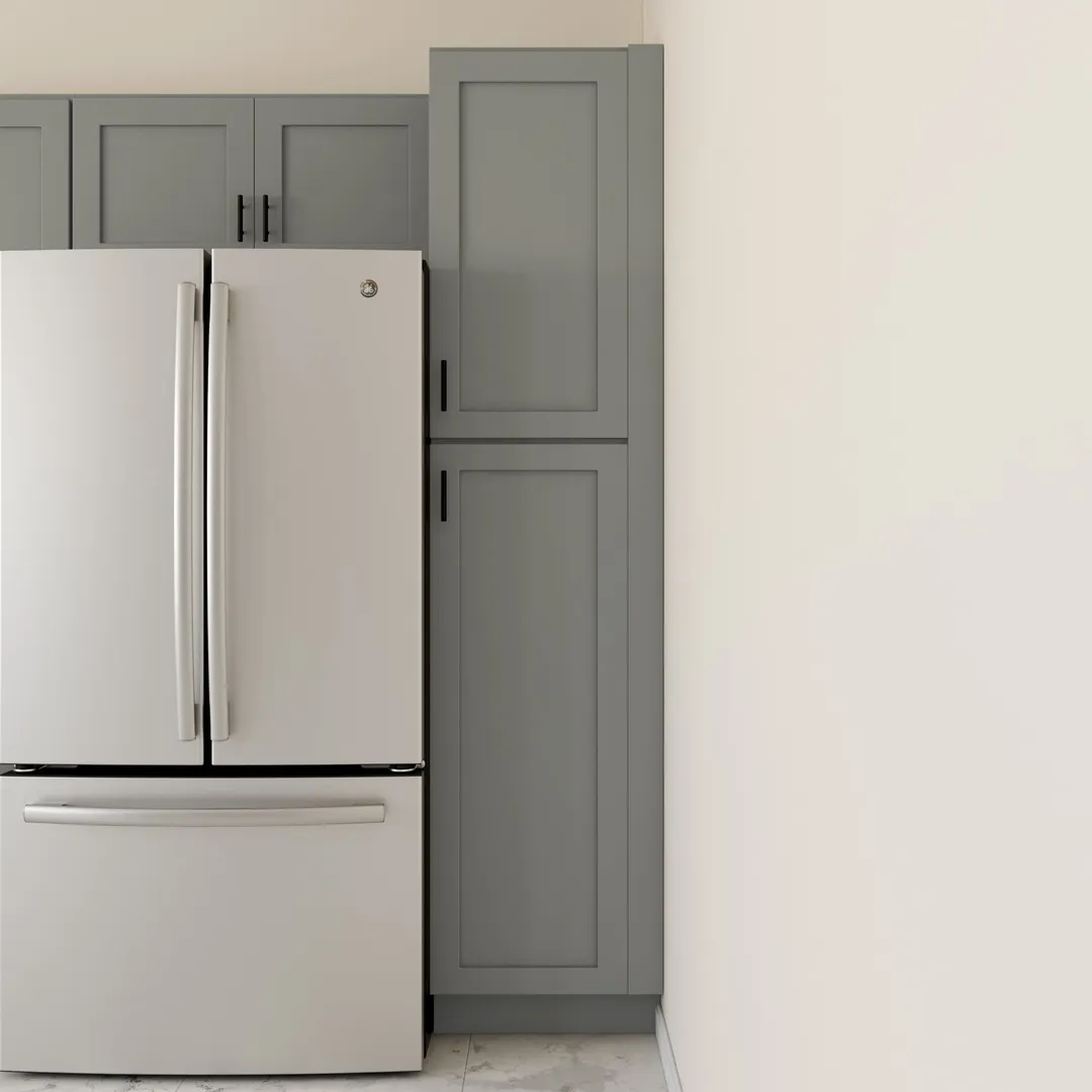 RELIABILT Overlake 18-in W x 90-in H x 24-in D Gray Pantry Ready To Assemble Plywood Cabinet (Recessed Panel Shaker Door Style), photo 18 of 21