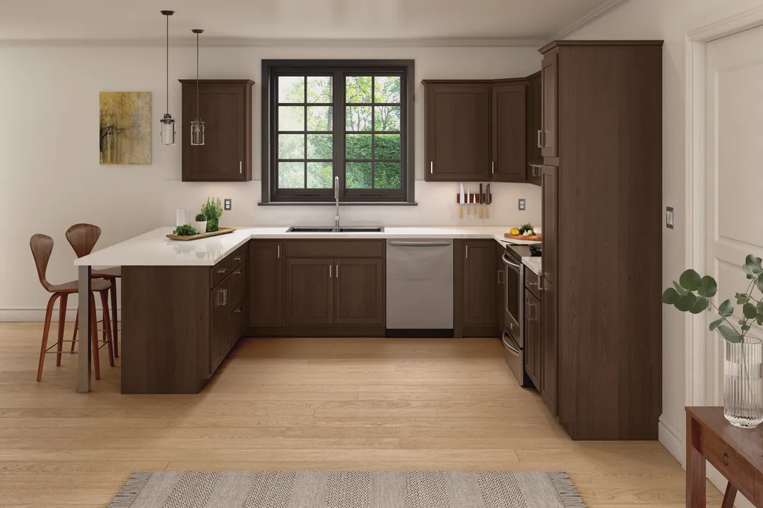 Diamond Express Jamestown 36-in W x 34.5-in H x 24-in D Thatch Partial Overlay L-shaped Corner Base Fully Assembled Plywood Cabinet (Recessed Panel Shaker Style), photo 3 of 8