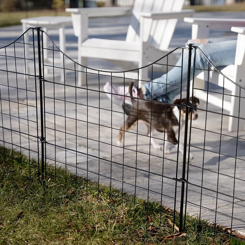 Zippity Outdoor Products 5 Panels 2-ft H x 2-ft W Black Galvanized Iron Scallop No Dig Garden Fence Panel, photo 2 of 6