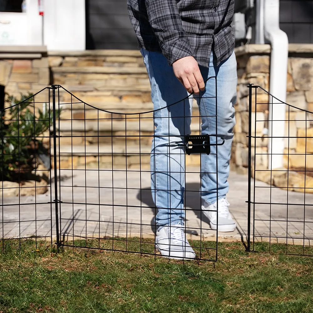 Zippity Outdoor Products 4 Panels 1 Gate 2-ft H x 2-ft W Black Galvanized Iron Scallop No Dig Garden Fence Gate Kit, photo 2 of 9