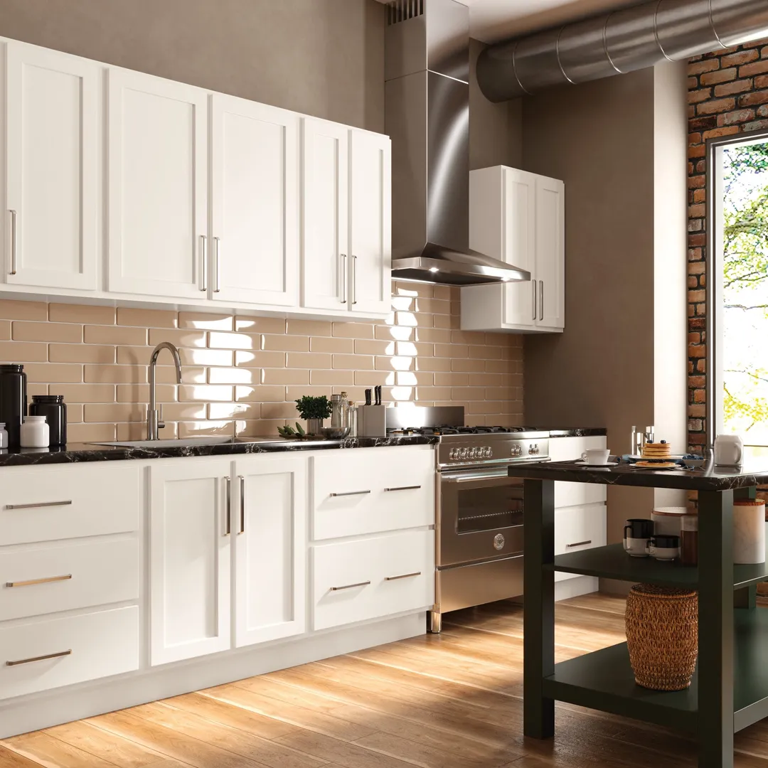 Diamond Express Jamestown 36-in W x 34.5-in H x 24-in D White Partial Overlay L-shaped Corner Base Fully Assembled Plywood Cabinet (Recessed Panel Shaker Style), photo 2 of 6