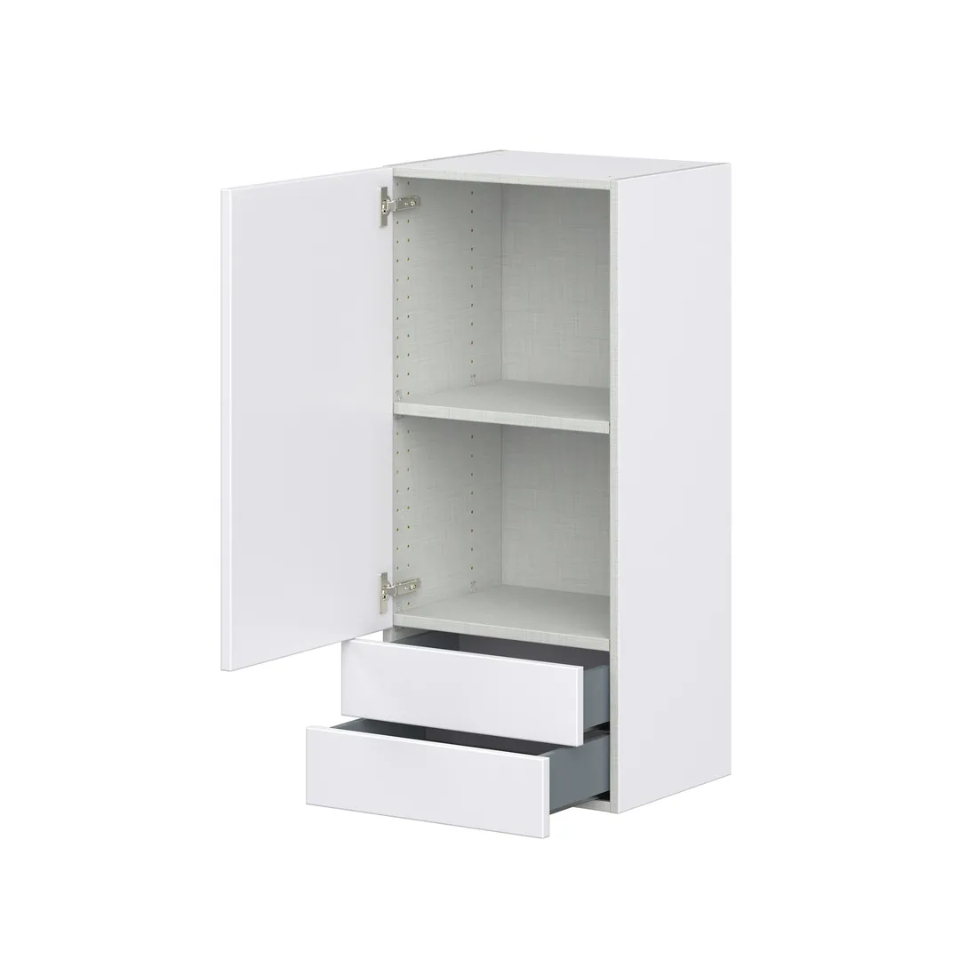Hugo&Borg Lasalle 18-in W x 40-in H x 14-in D Bright White Slab 2-Drawers Wall Fully Assembled Cabinet (Flat Panel Slab Style), photo 7 of 13