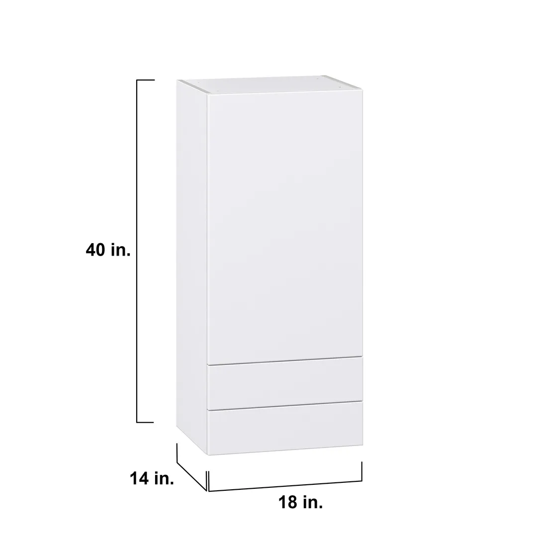 Hugo&Borg Lasalle 18-in W x 40-in H x 14-in D Bright White Slab 2-Drawers Wall Fully Assembled Cabinet (Flat Panel Slab Style), photo 4 of 13