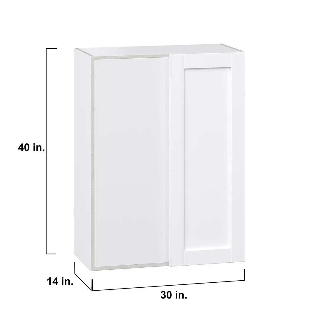 Hugo&Borg Rosemont 30-in W x 40-in H x 14-in D Glacier White Blind Wall Fully Assembled Cabinet (Recessed Panel Shaker Door Style), photo 4 of 14