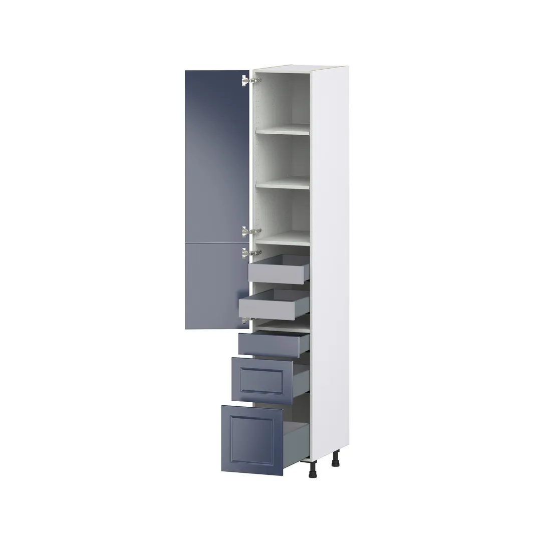 Hugo&Borg Lorette 15-in W x 94.5-in H x 24-in D Navy Blue 5-Drawers Pantry Fully Assembled Cabinet (Recessed Panel Slab Style), photo 7 of 10