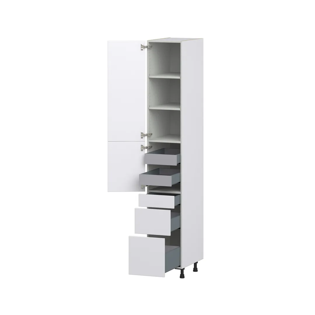 Hugo&Borg Lasalle 15-in W x 94.5-in H x 24-in D Bright White Slab 5-Drawer Pantry Fully Assembled Cabinet (Flat Panel Slab Style), photo 7 of 13