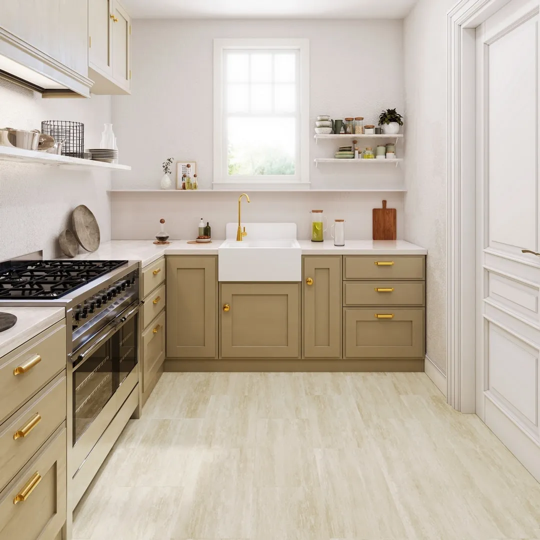 Lucida USA Cream Brown Stone Look 22-mil x 12-in W x 24-in L Waterproof Interlocking Luxury Vinyl Tile Flooring (16-sq ft/ Carton), photo 3 of 7