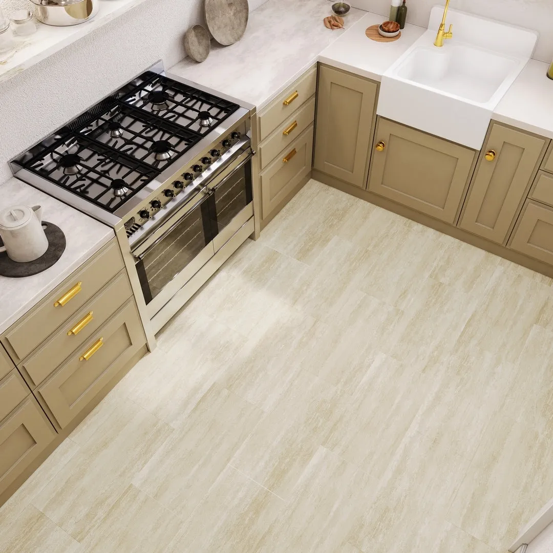 Lucida USA Cream Brown Stone Look 22-mil x 12-in W x 24-in L Waterproof Interlocking Luxury Vinyl Tile Flooring (16-sq ft/ Carton), photo 5 of 7