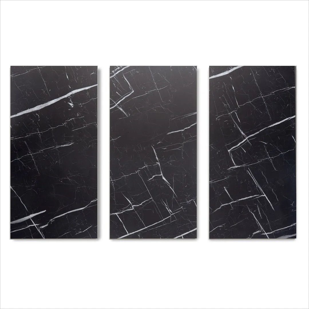 Lucida USA Nero Marquina Black Marble Look 22-mil x 12-in W x 24-in L Waterproof Interlocking Luxury Vinyl Tile Flooring (16-sq ft/ Carton), photo 7 of 7