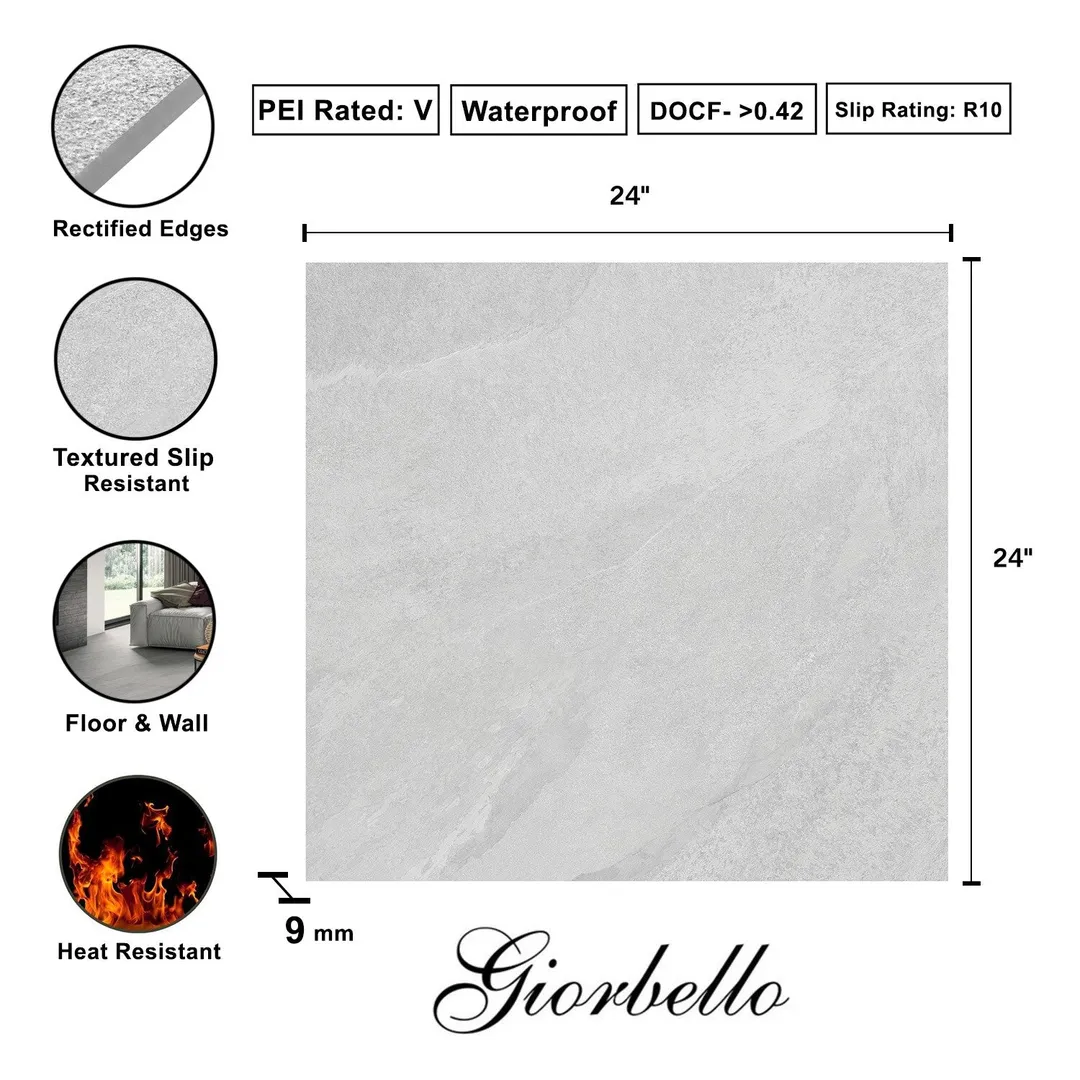 Giorbello Hurricane Silver 24-in x 24-in Glazed Porcelain Stone Look Floor and Wall Tile (12-sq. ft/ Carton), photo 7 of 7