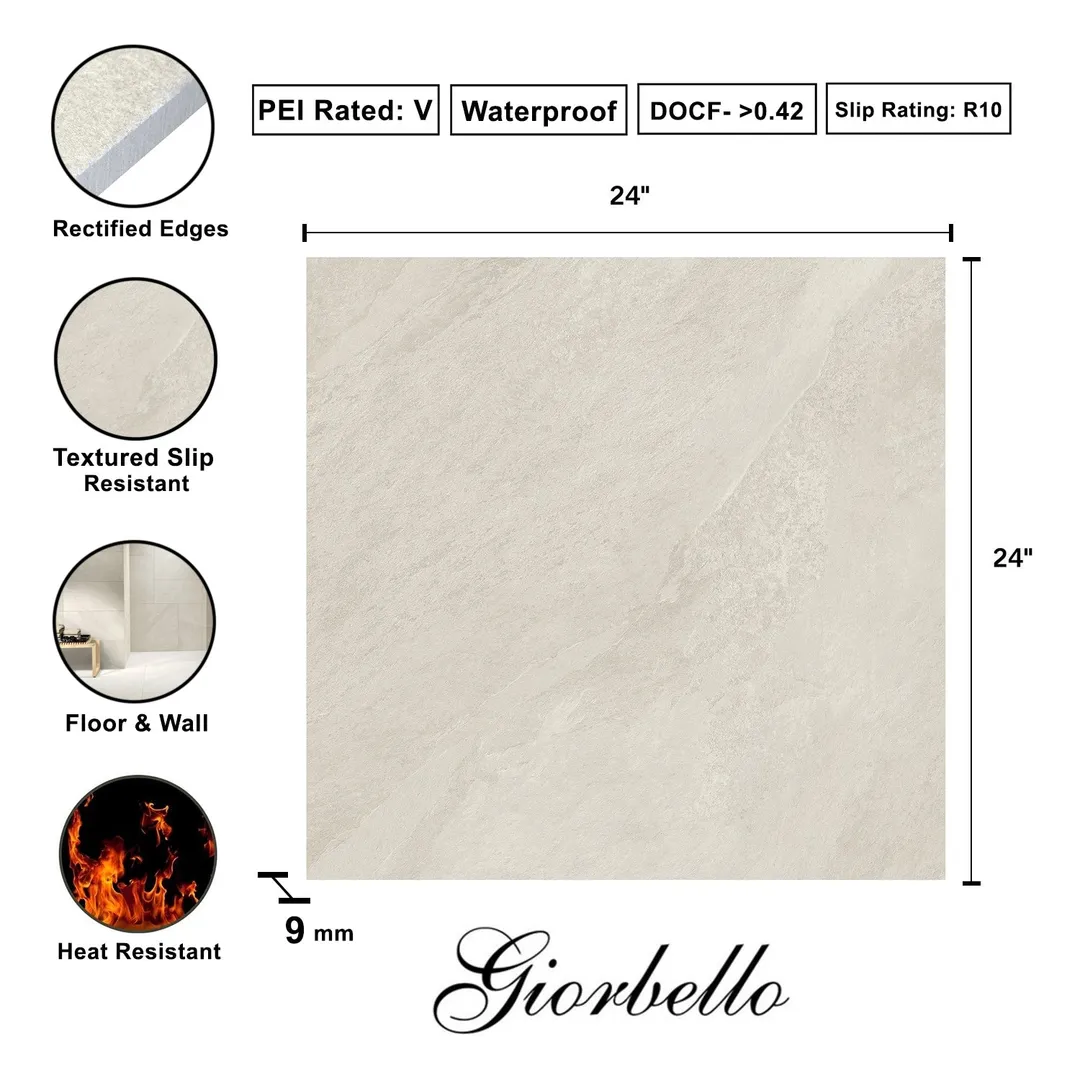 Giorbello Hurricane Gray 24-in x 24-in Glazed Porcelain Stone Look Floor and Wall Tile (12-sq. ft/ Carton), photo 7 of 7