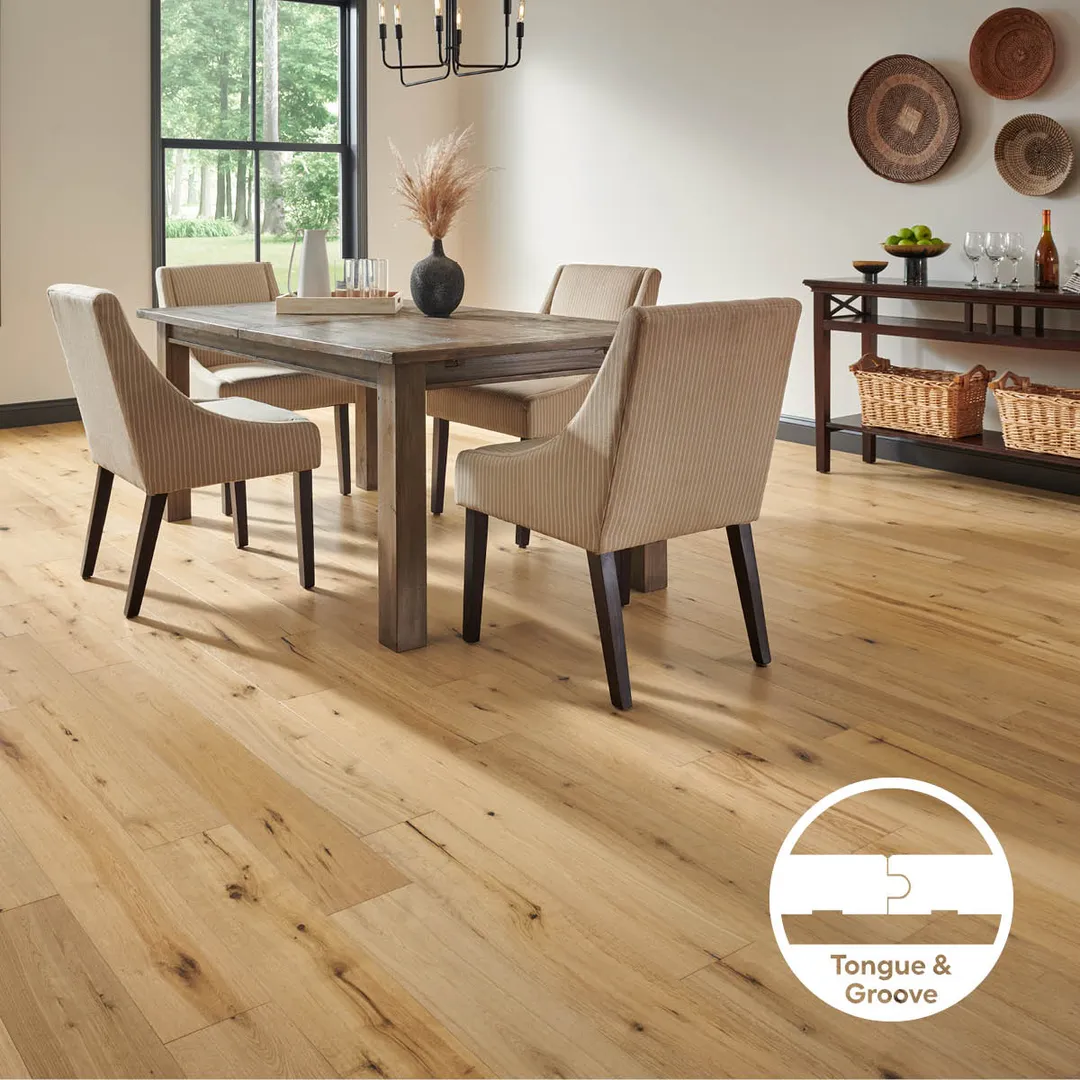 Bruce America's Best Choice Golden Natural White Oak 6-1/2-in W x 3/8-in T x Varying Length Wirebrushed Engineered Hardwood Flooring (32.11-sq ft / Carton), photo 2 of 12