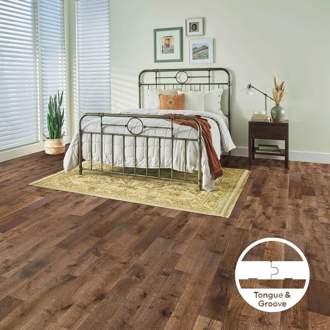 Bruce America's Best Choice Deer Valley White Oak 5-in W x 3/8-in T x Varying Length Wirebrushed Engineered Hardwood Flooring (26.58-sq ft / Carton), photo 2 of 11
