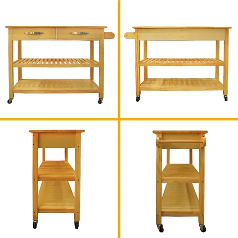 Brown Mdf Base with Mdf Top Rolling Kitchen Cart (17 × 45 × 35 in)