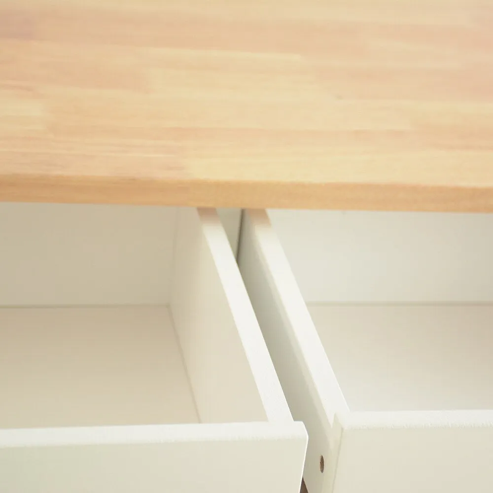 Miki Shinly White Mdf Base with Wood Top Rolling Kitchen Island (17-in x 35-in x 45-in), photo 5 of 7