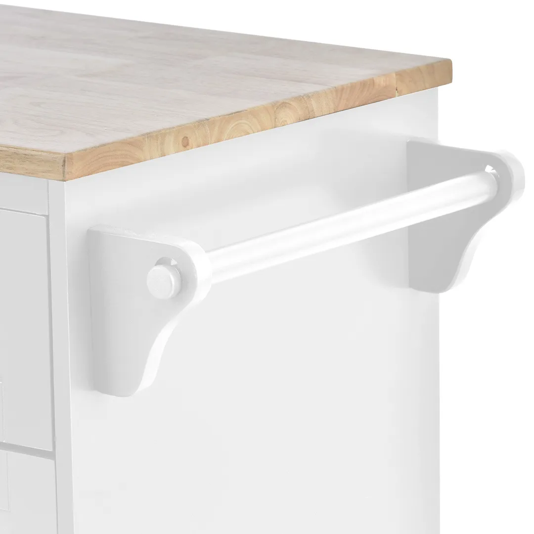 Miki Shinly White Mdf Base with Mdf Top Rolling Kitchen Island (18.1-in x 50.8-in x 36.2-in), photo 3 of 7