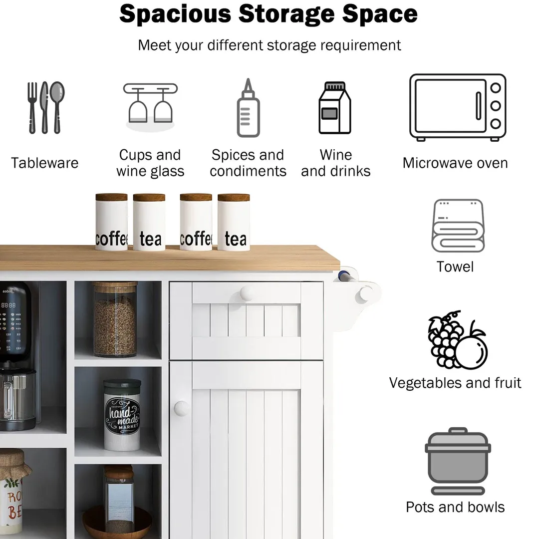 Miki Shinly White Mdf Base with Mdf Top Rolling Kitchen Island (18.1-in x 50.8-in x 36.2-in), photo 2 of 7