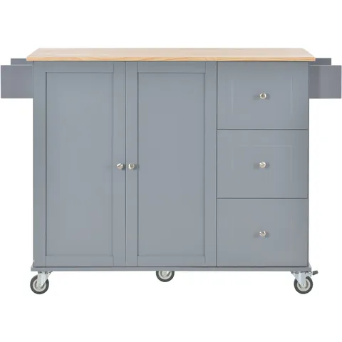 Gray Mdf Base with Mdf Top Rolling Kitchen Island