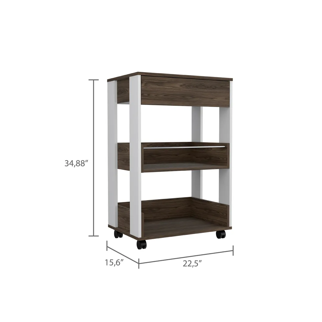 Miki Shinly Brown Wood Base with Wood Top Rolling Kitchen Cart (22.5-in x 15.6-in x 34.8-in), photo 6 of 7