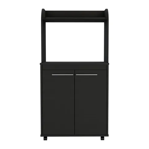 Black Mdf Base with Mdf Top Rolling Kitchen Island
