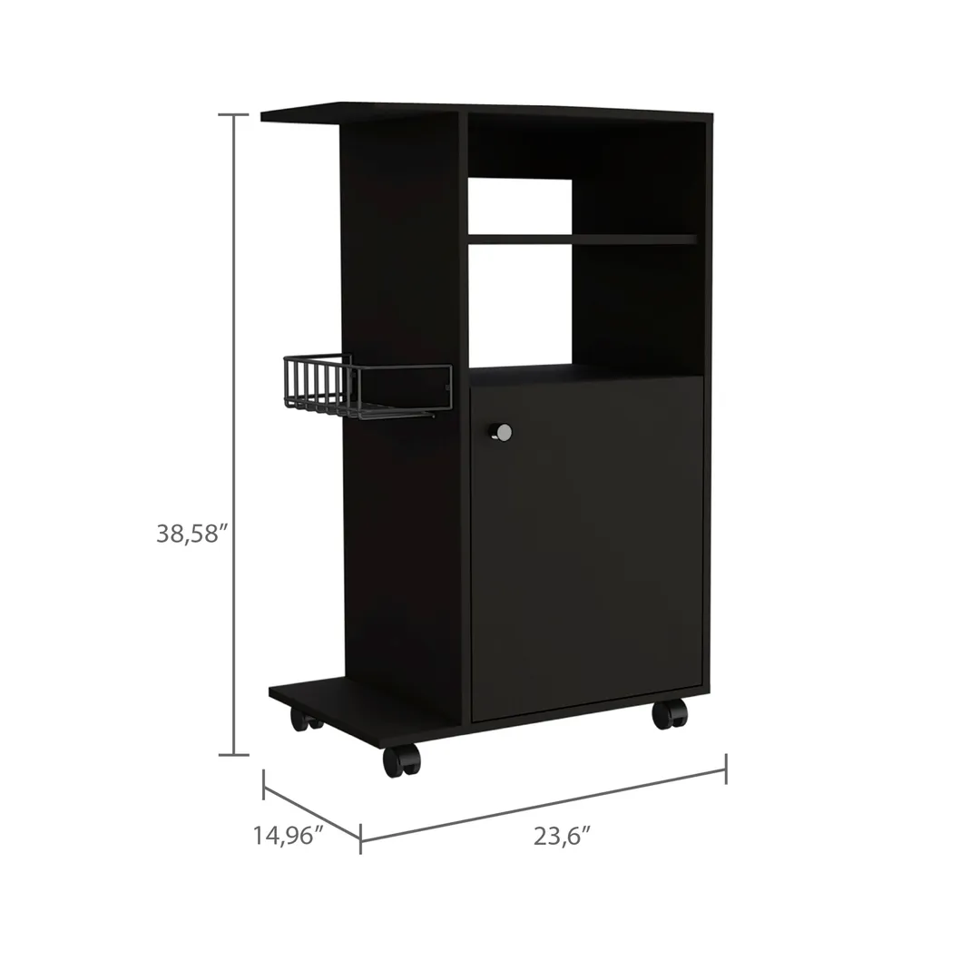 Miki Shinly Black Mdf Base with Mdf Wood Top Rolling Kitchen Cart (23.6-in x 14.96-in x 38.5-in), photo 6 of 7