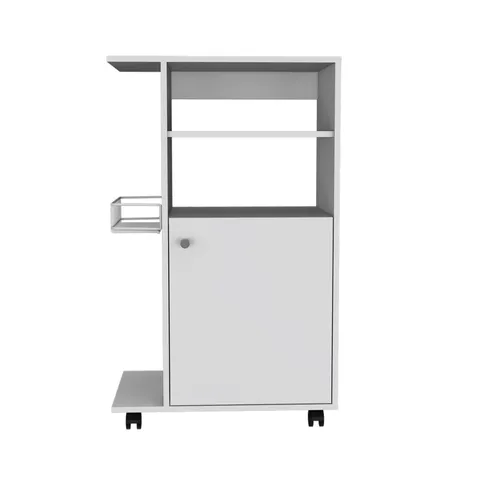 White Mdf Base with Mdf Top Rolling Kitchen Cart