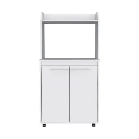 White Mdf Base with Mdf Top Rolling Kitchen Island