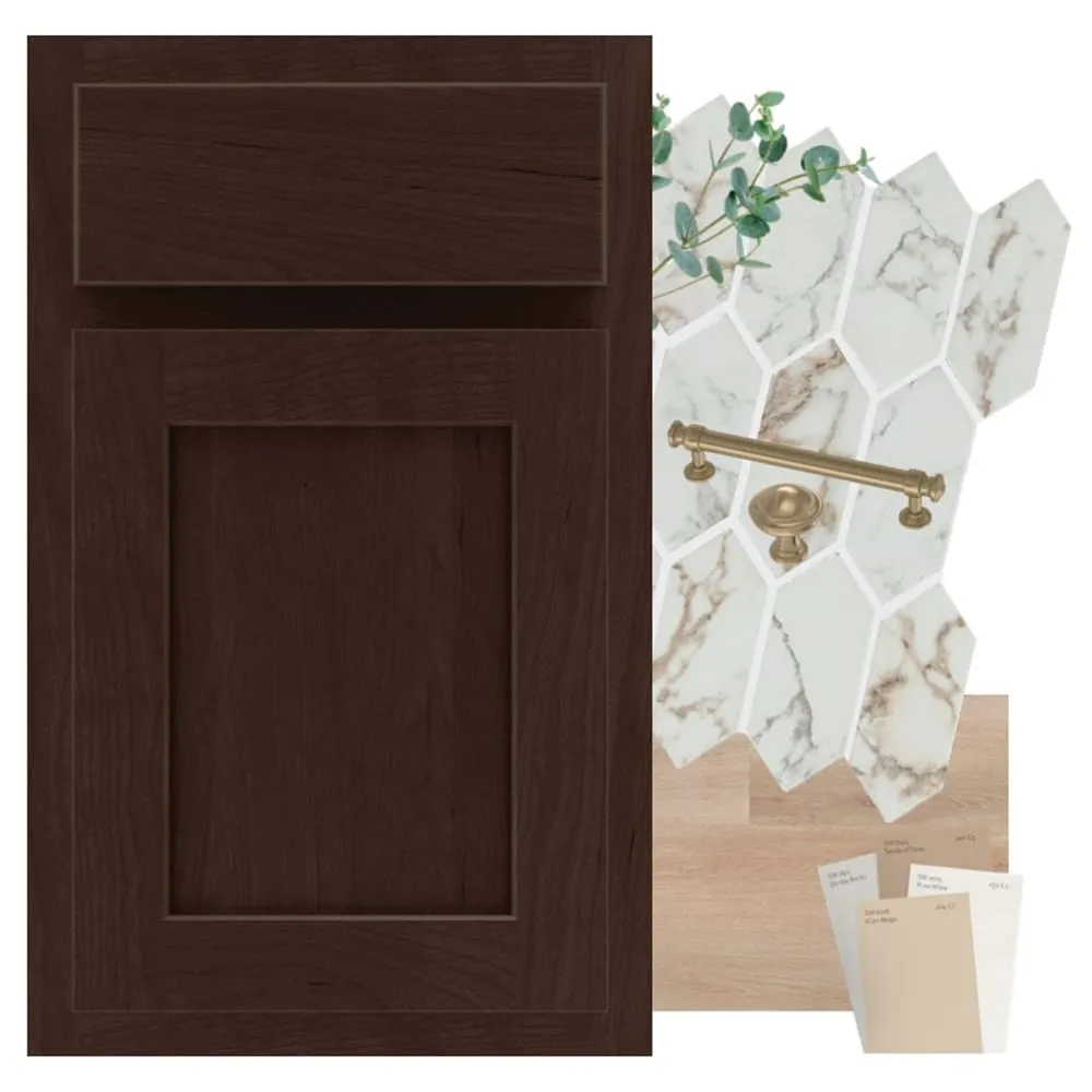 Diamond Express Jamestown 36-in W x 36-in H x 12-in D Thatch Partial Overlay L-shaped Corner Wall Fully Assembled Plywood Cabinet (Recessed Panel Shaker Style), photo 6 of 7