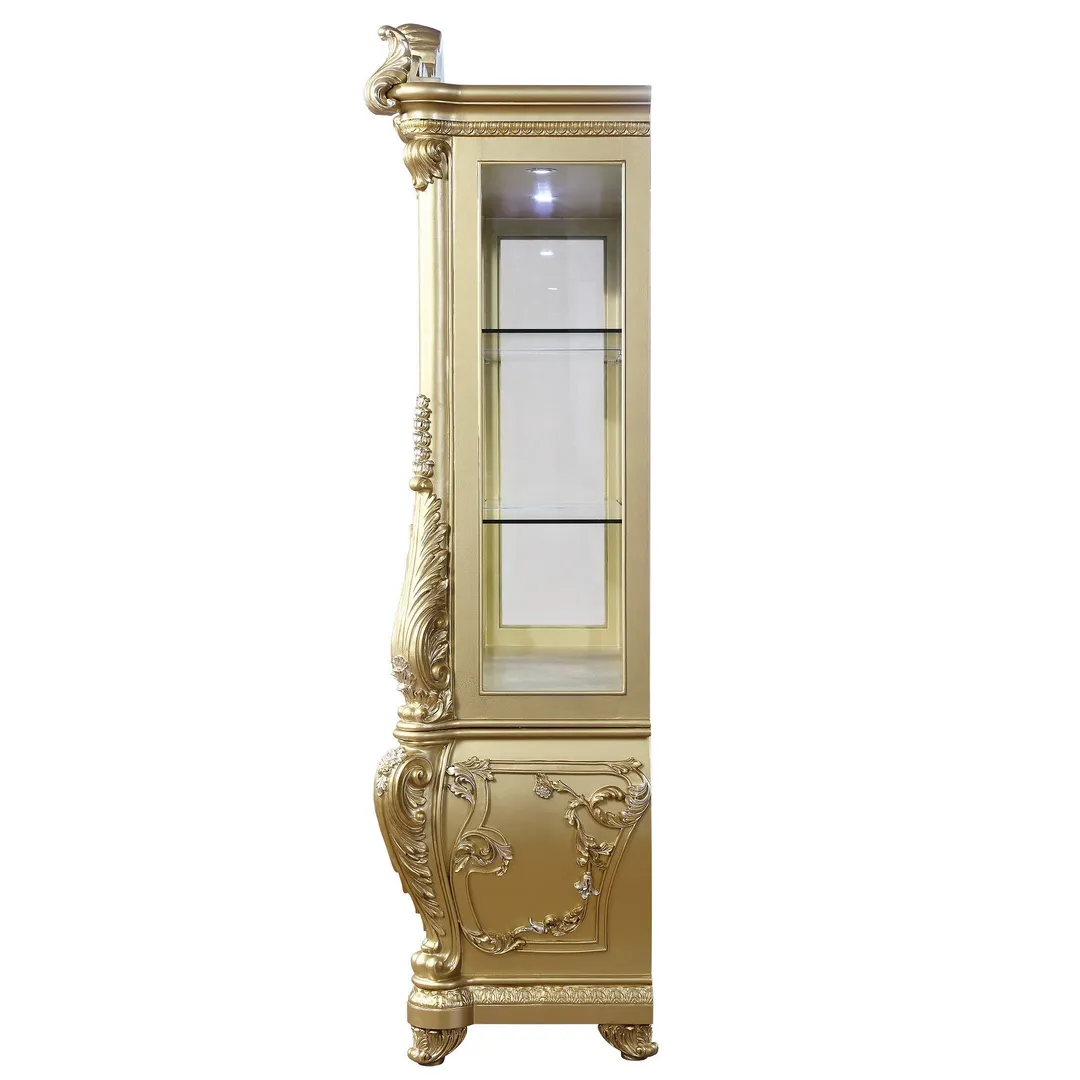 ACME FURNITURE Transitional Gold Finish Wood Curio Cabinet, photo 3 of 5