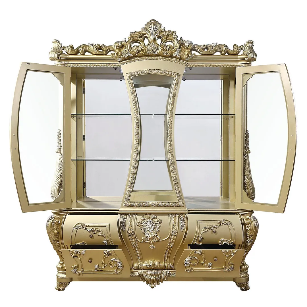 ACME FURNITURE Transitional Gold Finish Wood Curio Cabinet, photo 5 of 5