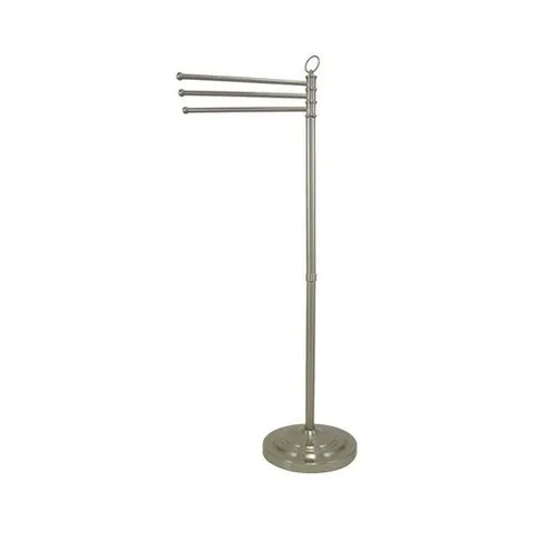 Vintage Satin Nickel Freestanding Triple Towel Rack