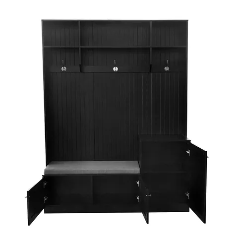 Modern 59-in Black Wood Hall Tree