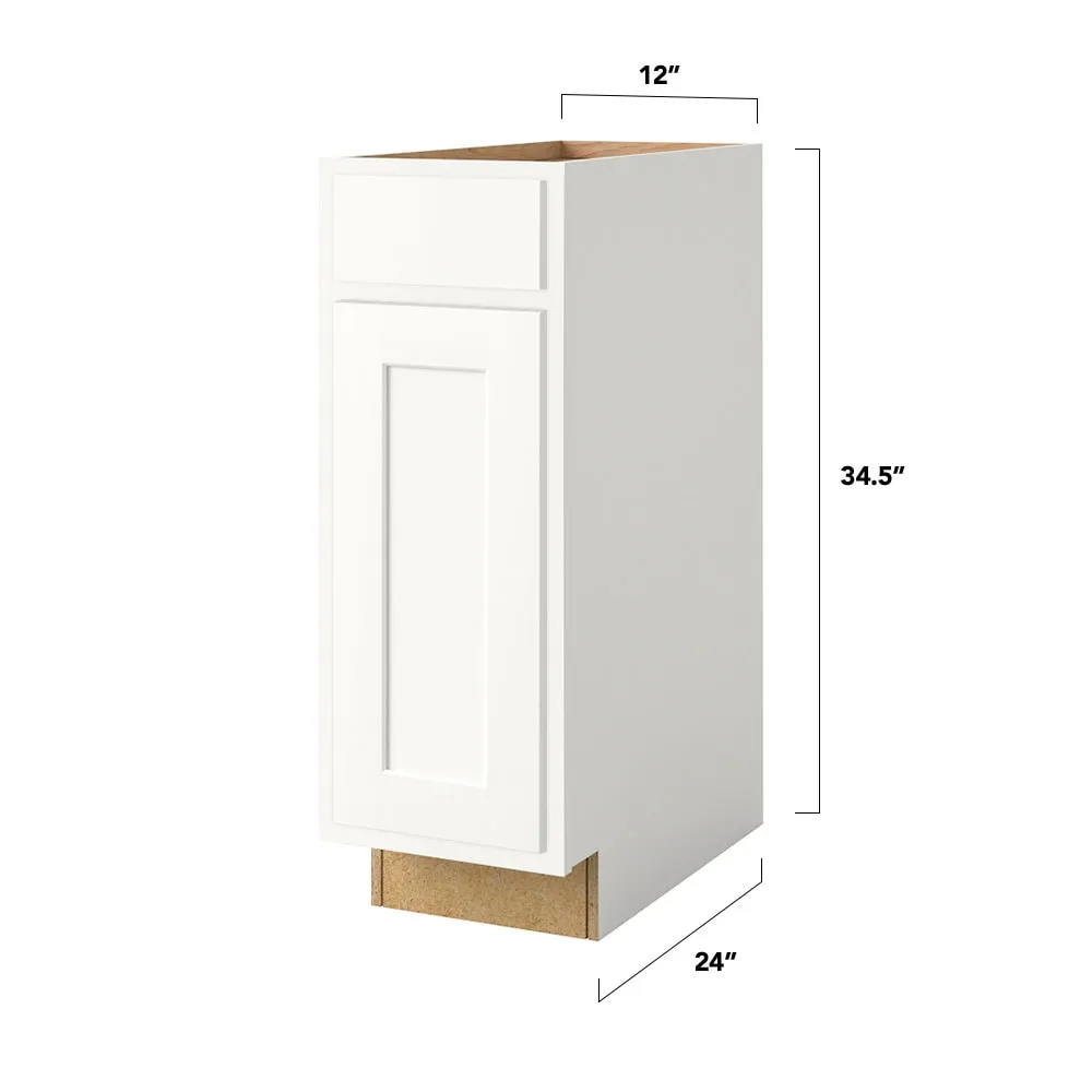 Shenandoah PRO Express Breckenridge 12-in W x 34.5-in H x 24-in D Linen Partial Overlay 1-Drawer Base Fully Assembled Plywood Cabinet (Recessed Panel Shaker Style), photo 4 of 13