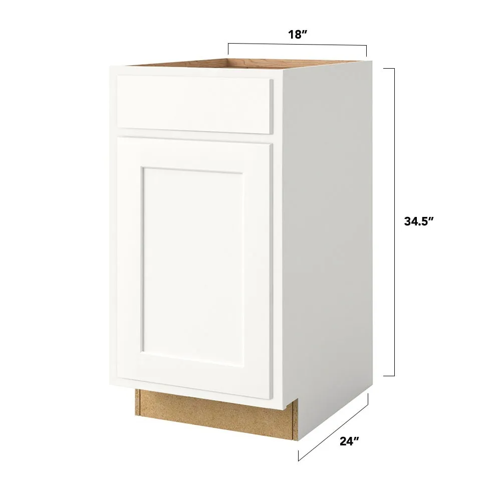 Shenandoah PRO Express Breckenridge 18-in W x 34.5-in H x 24-in D Linen Partial Overlay 1-Drawer Base Fully Assembled Plywood Cabinet (Recessed Panel Shaker Style), photo 4 of 13