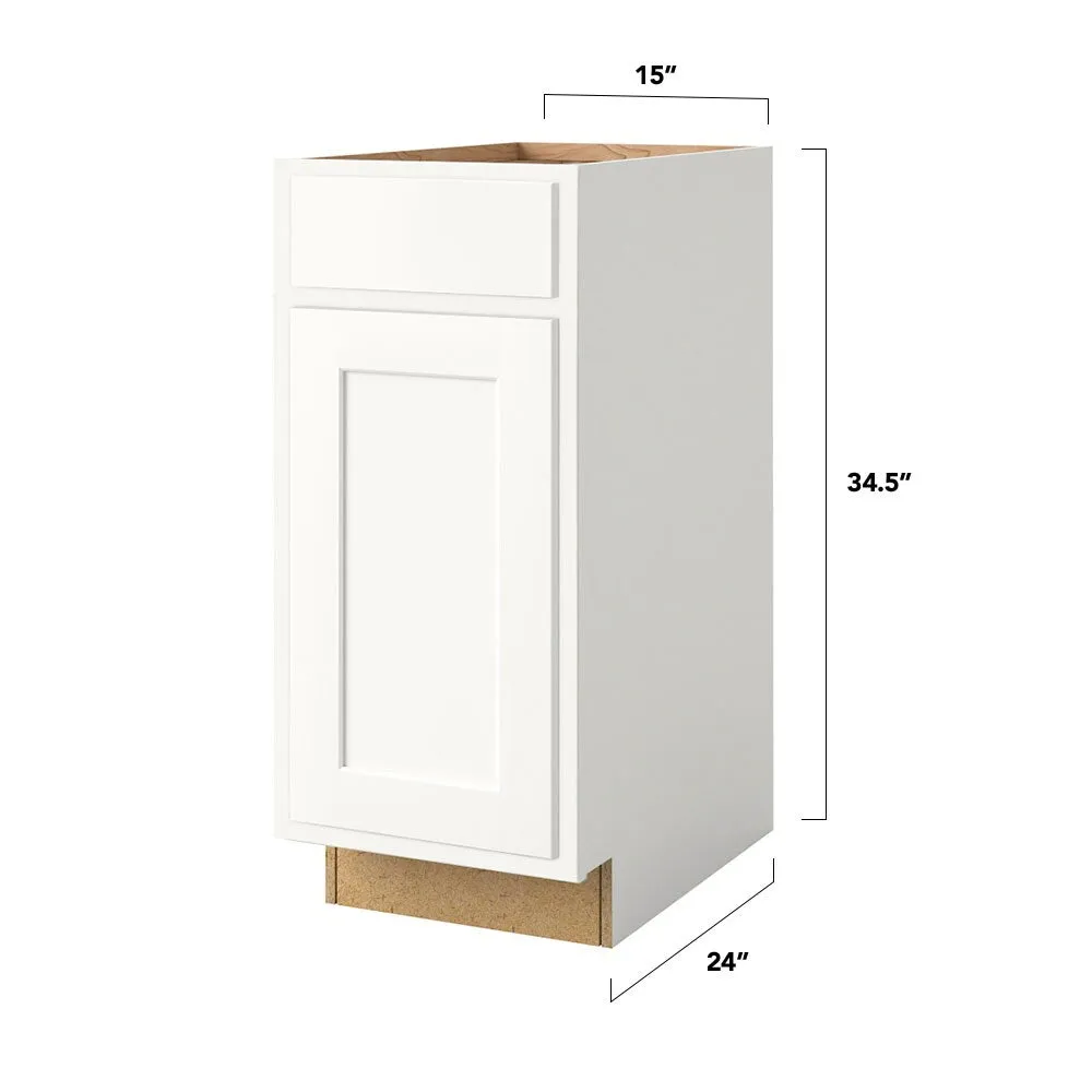 Shenandoah PRO Express Breckenridge 15-in W x 34.5-in H x 24-in D Linen Partial Overlay 1-Drawer Base Fully Assembled Plywood Cabinet (Recessed Panel Shaker Style), photo 4 of 13