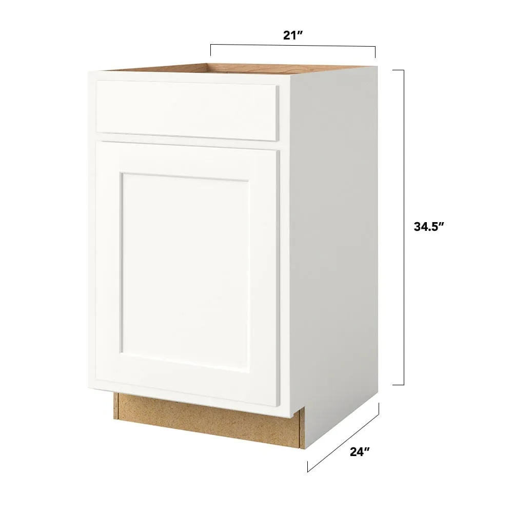 Shenandoah PRO Express Breckenridge 21-in W x 34.5-in H x 24-in D Linen Partial Overlay 1-Drawer Base Fully Assembled Plywood Cabinet (Recessed Panel Shaker Style), photo 4 of 13