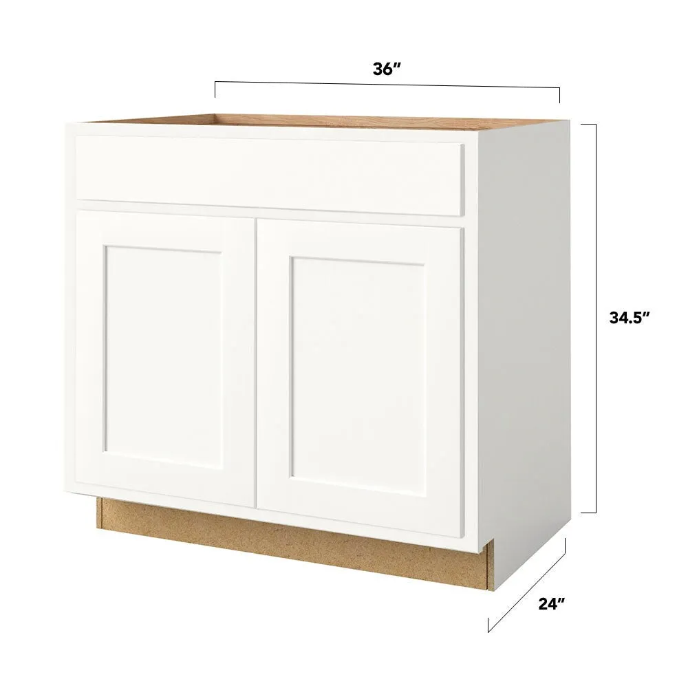 Shenandoah PRO Express Breckenridge 36-in W x 34.5-in H x 24-in D Linen Partial Overlay 1-Drawer Base Fully Assembled Plywood Cabinet (Recessed Panel Shaker Style), photo 4 of 13