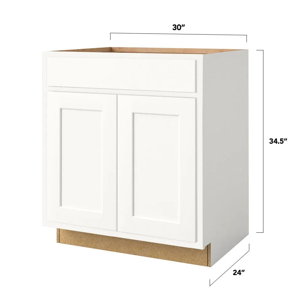 Shenandoah PRO Express Breckenridge 30-in W x 34.5-in H x 24-in D Linen Partial Overlay 1-Drawer Base Fully Assembled Plywood Cabinet (Recessed Panel Shaker Style), photo 4 of 13