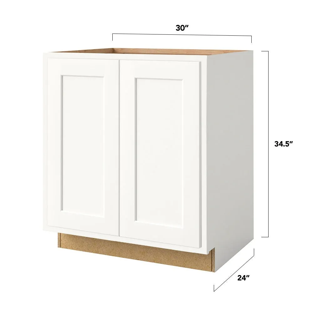 Shenandoah PRO Express Breckenridge 30-in W x 34.5-in H x 24-in D Linen Partial Overlay Base Fully Assembled Plywood Cabinet (Recessed Panel Shaker Door Style), photo 4 of 13