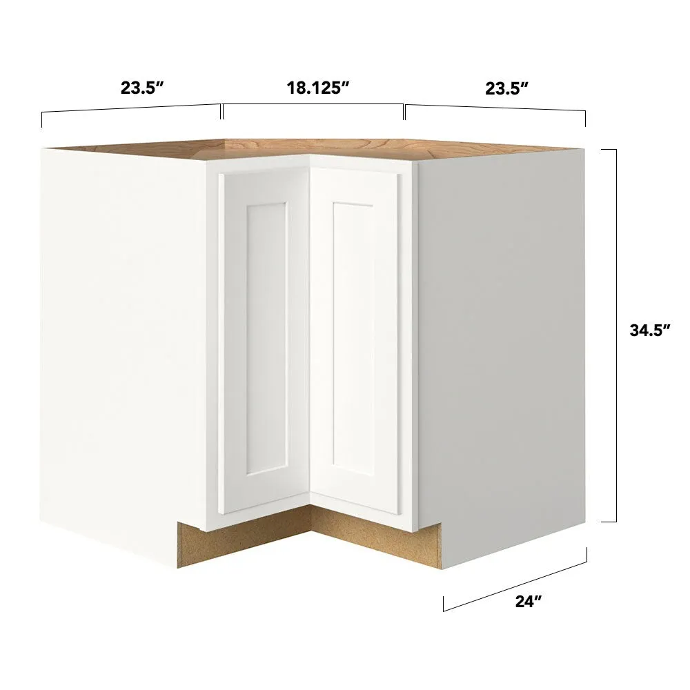 Shenandoah PRO Express Breckenridge 36-in W x 34.5-in H x 24-in D Linen Partial Overlay Lazy Susan Corner Base Fully Assembled Plywood Cabinet (Recessed Panel Shaker Style), photo 4 of 13