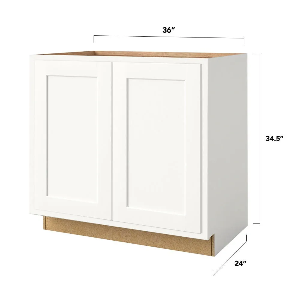 Shenandoah PRO Express Breckenridge 36-in W x 34.5-in H x 24-in D Linen Partial Overlay Base Fully Assembled Plywood Cabinet (Recessed Panel Shaker Door Style), photo 4 of 13