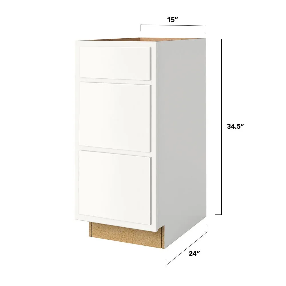 Shenandoah PRO Express Breckenridge 15-in W x 34.5-in H x 24-in D Linen Partial Overlay Maple 3-Drawer Base Fully Assembled Plywood Cabinet (Recessed Panel Style), photo 4 of 13