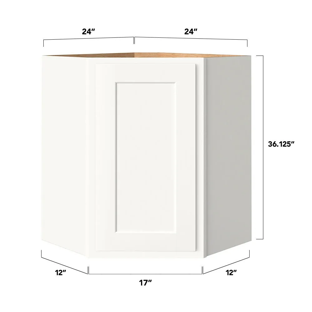 Shenandoah PRO Express Breckenridge 24-in W x 36.125-in H x 15-in D Linen Partial Overlay Diagonal Corner Wall Fully Assembled Plywood Cabinet (Recessed Panel Shaker Style), photo 4 of 13